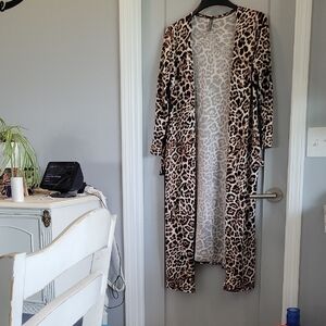Chic Leopard Print Open Cardigan
